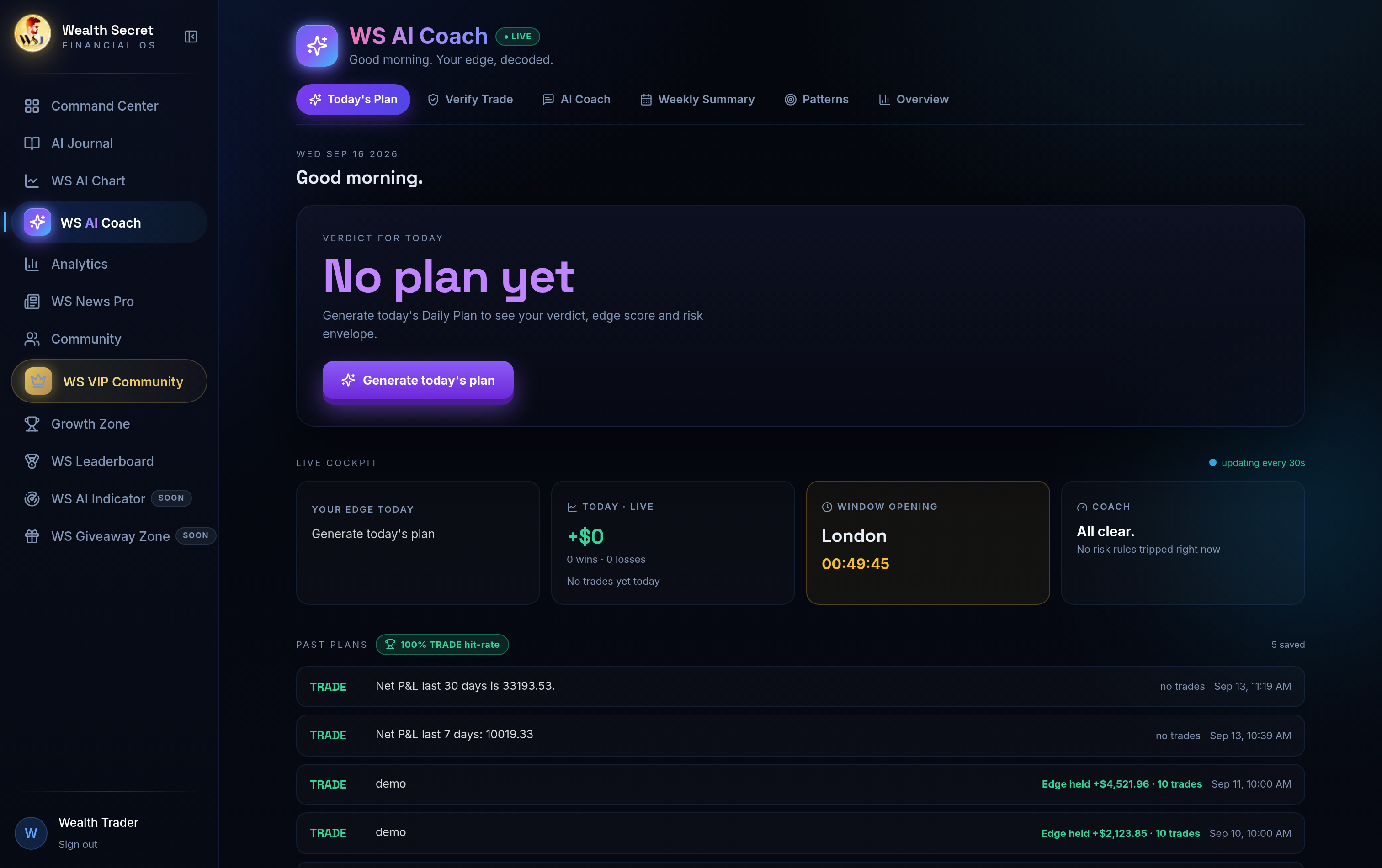 It coaches every trade, not just logs it